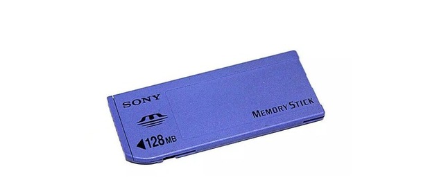 Full-size Sony Memory Stick card on a white background